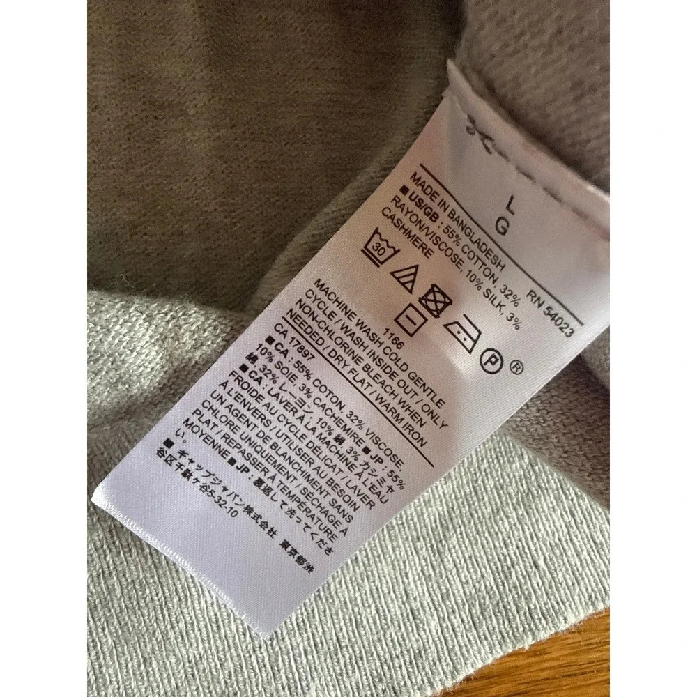 Banana Republic Mens Grey Premium Luxe Yarn Silk‎ Cashmere Blend Sweater Large